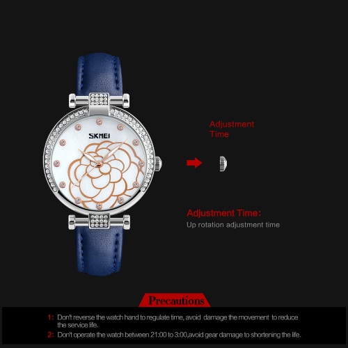 

SKMEI 3ATM Water-resistant Fashion Casual Watch Women Quartz Watches Genuine Leather Wristwatch Female Relogio Feminino