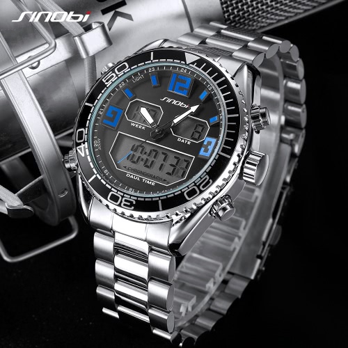

SINOBI Sport Quartz Watch 3ATM Water-resistant Men Watches Luminous Wristwatch Male Chronograph