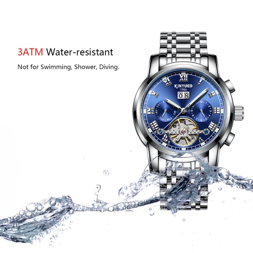 

KINYUED Business Watch Automatic Mechanical 3ATM Water-resistant Watch Luminous Men Wristwatches Male Calendar
