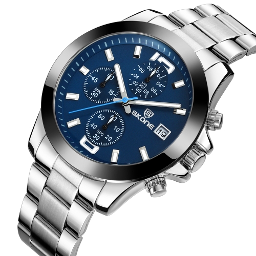 

SKONE Роскошный люминесцентный кварц из нержавеющей стали Man Watch Water-Proof Chronograph Мужские часы для наручных часов для би