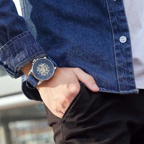 

OUBAOER Fashion Genuine Leather Automatic men Watches Mechanical 3ATM Water-resistant Luminous Casual Man Wristwatch