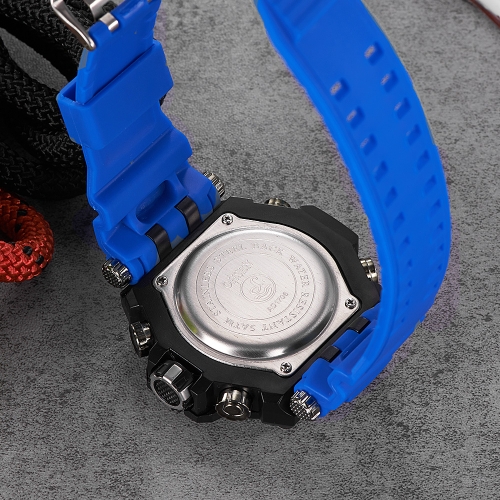 

OHSEN Dual Display Digital Quartz Men Watch 5ATM Water-Proof Sports Watch Rubber Band Chronograph/Backlight/Alarm Masculino Relogi