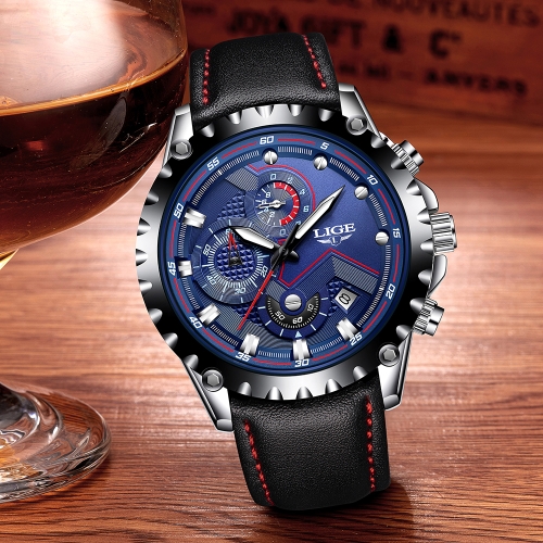 

LIGE Fashion Sport Men Watches 3ATM Water-resistant Quartz Watch Luminous Man Wristwatch Male Relogio Musculino Chronograph