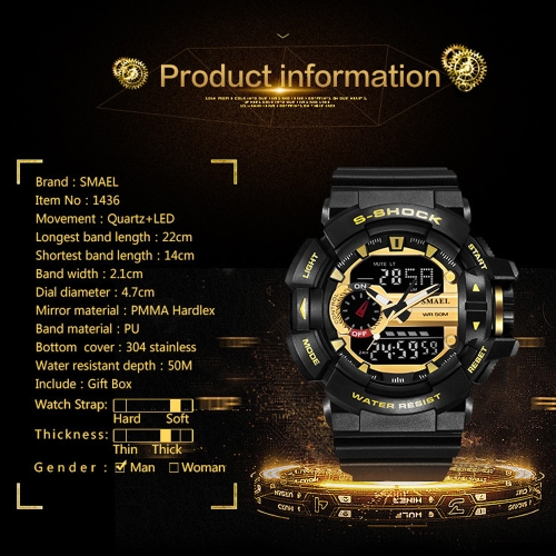 

Men's Stylish Sports Multi-function Electronic Waterproof Watch Dual Display Wristwatches
