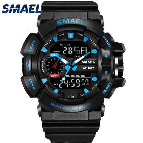 Men's Stylish Sports Multi-function Electronic Waterproof Watch Dual Display Wristwatches