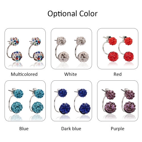 

Fashion Crystal Diamond Ball Ear Studs Ear Accessories with Double Balls Earrings for Women and Girls