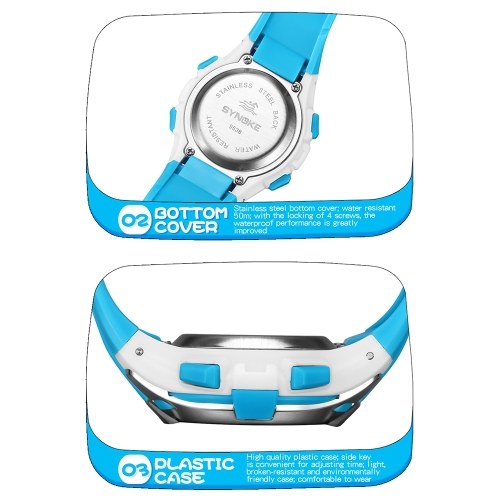 

SYNOKE Sport Children Wrist Watches LED Digital Stopwatch Alarm Luminous Water Resistant Girl Boy Watch