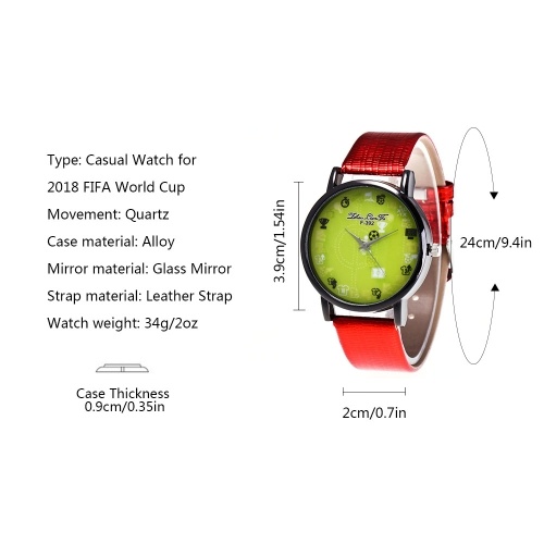 

F-392 Casual Watch Quartz lightweight Leather Wrist Watch Vintage style with Football Pattern for FIFA World Cup