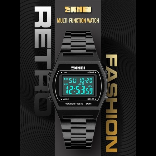 

SKMEI 1328 Men Fashion Casual Sports Wristwatch Analog Digital Watch 3ATM Water Resistant Stainless Steel Strap Backlight Multifunctional Watches Relogio Masculino