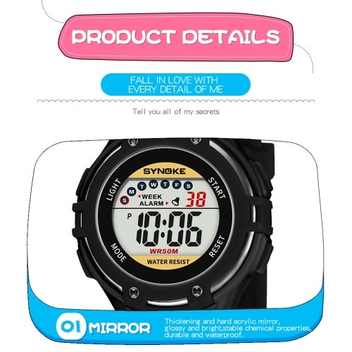 

SYNOKE 9728 Children Watch Sport Watch Luminous Alarm Digital Waterproof Wrist Watch kid Watch