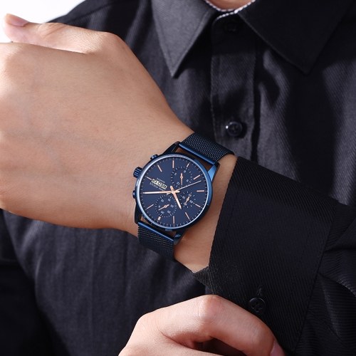 

MINI FOCUS MF0180G Men Watch Quartz Stainless Steel Strap Simple Wristwatch Time Display Calendar Fashion Casual 3ATM Waterproof Luminous Hands Male Watches
