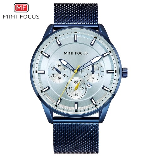 

MINI FOCUS MF0178G Men Watch Quartz Stainless Steel Strap Simple Wristwatch Time Display Fashion Casual 3ATM Waterproof Luminous Hands Male Watches