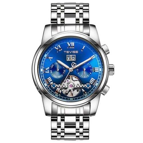 TEVISE 9005 Haute Qualité Squelette Automatique Hommes Montre Mécanique Montre Phase De Lune En Acier Inoxydable Horloge Hommes D'affaires Hommes Montres Relogio Masculino