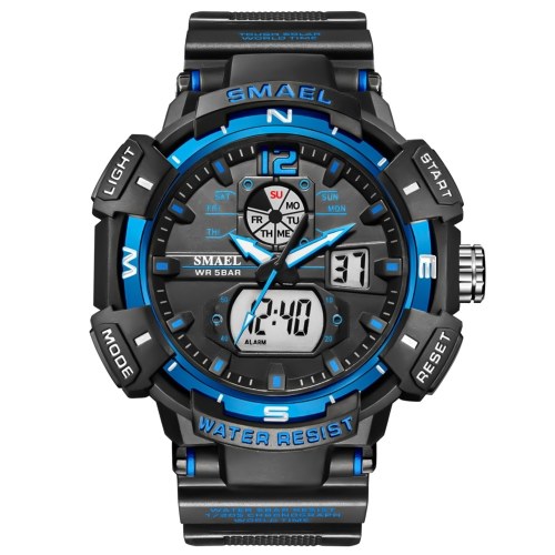 

SMAEL 8045 Multifunctional Sport Men Wrist Watch 50M Waterproof Quartz+Digital Electronic Watch with Luminous/Alarm/Stopwatch/Week/Date Display