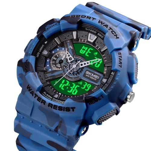 

SKMEI Quartz Digital Electronic Men Watch Dual Time Mode Date Week Alarm Clock Backlight 5ATM Waterproof Male Fashion Sports Watches Wristband for Daily Life Business Men's Gifts