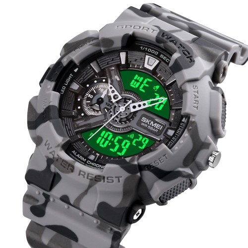 

SKMEI Quartz Digital Electronic Men Watch Dual Time Mode Date Week Alarm Clock Backlight 5ATM Waterproof Male Fashion Sports Watches Wristband for Daily Life Business Men's Gifts