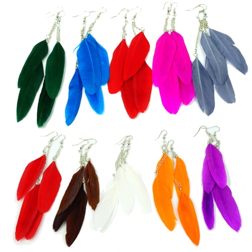 

New Fashion Long Feather Chain Cute Drop Dangle Chandelier Earring Eardrop Party Jewelry Accessory Gift