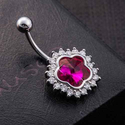 Hot Sexy Fashion Copper Flower Zircon strass cristal Nombril Anneaux Belly Button Nail Bijoux Piercing pour Femmes Cadeau