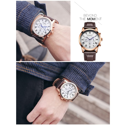 

OCHSTIN Antique Luxury Genuine Leather Quartz Men Wristwatch Water-Proof Chronograph Casual Watch Masculino Relogio + Box