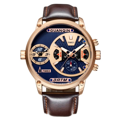 

GUANQIN Sapphire Luminous Dual Time Display Quartz Men Watch