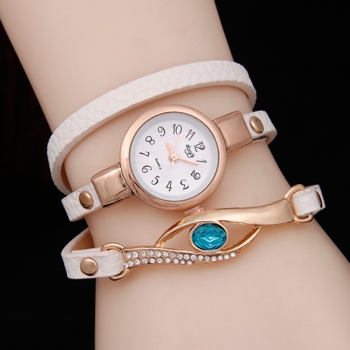

Fashion Vintage Rhinestone Embedded Sapphire Peacock Eye Stylish Winding Women Wrist Watch
