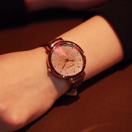

Trendy Simple Delicate Watch for Women Quartz Gold Surface Fantasy Stars Crystals Watch