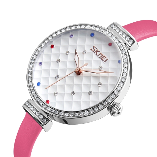 

SKMEI Fashion Casual Quartz Watch 3ATM Water-resistant Women Watches Genuine Leather Wristwatch Female Relogio Feminino