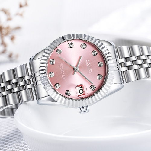 

OUBAOER Fashion Luxury Stainless Steel Women Watches Quartz 3ATM Water-resistant Casual Woman Wristwatch Calendar