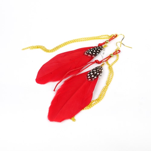 

Cute Fashion Long Feather Chain Chandelier Drop Dangle Earring Eardrop Jewelry Accessory Gift for Women Girl