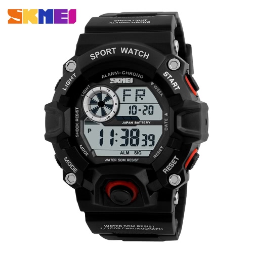 SKMEI Marca Digital LED 50M a prueba de agua Deportes Los militares relojes de manera electrónica al aire libre del hombre del reloj de alarma de luz de fondo Casual Fecha Cronógrafo Masculino Relógio