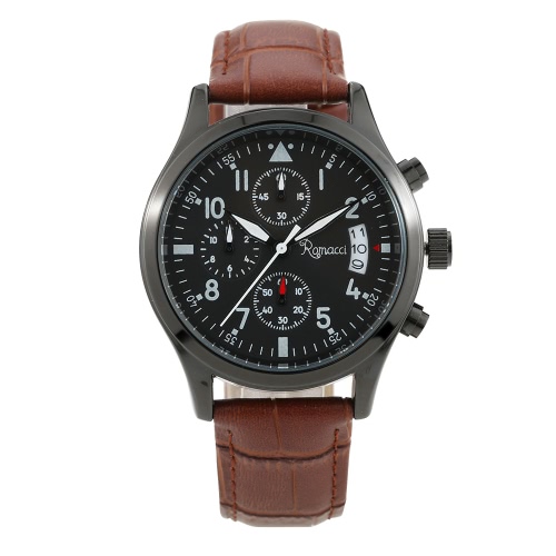 

Romacci Men's Leather Water Resistant Quartz Watch