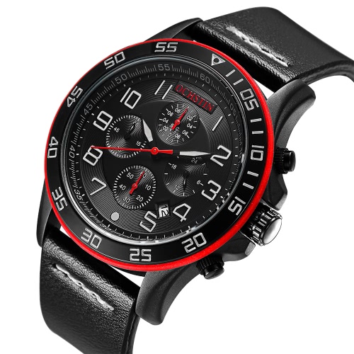 

OCHSTIN Fashion Luminous Military Style Quartz Men Wristwatch Genuine Leather Water-Proof Casual Watch Masculino Relogio + Box