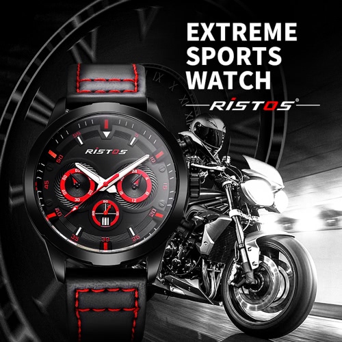 

RISTOS 3ATM Water-resistant Sport Watch Men Quartz Watches Luminous Wristwatch Male Calendar