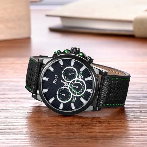 

Bolisi Fashion Casual Quartz Watch 3ATM Water-resistant Men Watches Genuine Leather Wristwatch Male Calendar Timer