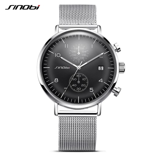 

SINOBI Sport Watch 3ATM Water-resistant Quartz Watch Men Wristwatches Male Calendar Chronograph