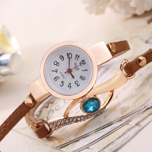 

Мода Vintage Rhinestone Встраиваемый сапфировый павлинный глаз Стильные намотки женщин наручные часы