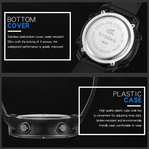 

SYNOKE Male Sport Watch Electronic LED Digital Wrist Watches Stopwatch Alarm Luminous Water Resistant For Men Clock