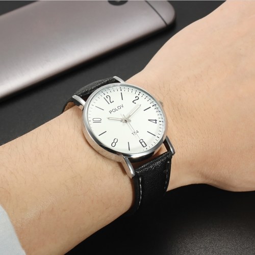 

Quartz Watch PU Leather Strap Wrist Watch Casual Clock for Women and Men