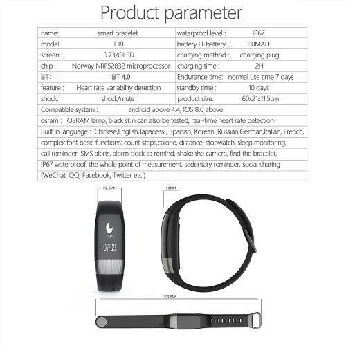 

Smart Bracelet IP67 Waterproof Fitness Tracker with ECG Monitor Pedometer Sports Wrist Band Watch for Android and IOS Fitness Smart Watch Bracelet