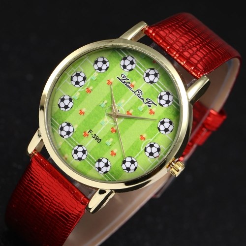 F-390 Men Watch Fashion Watch Quartz Luxury Leather Wrist Watch British Style with Football Pattern for FIFA World Cup