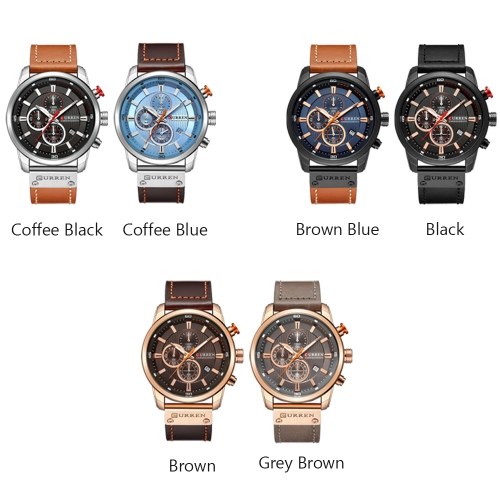 Curren di alta qualità orologio da polso al quarzo analogico digitale in pelle moda casual da uomo d'affari orologi sportivi