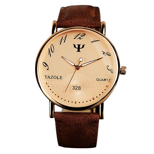 YAZOLE 328 Quarzuhr-Armbanduhr PU-ledernes leuchtendes Zeiger-Geschäft einfache Art-Mann-Uhr