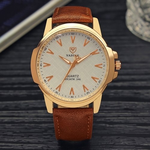 

YAZOLE 346 Wrist Watch Top Brand Men PU Leather Luminous Waterproof Quartz Watch