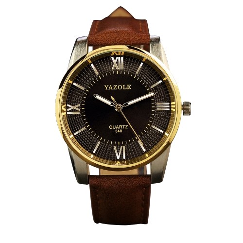 

YAZOLE 348 Мужские часы Top Brand Водонепроницаемая кожа PU Роскошная классическая наручные часы