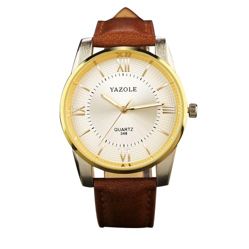 

YAZOLE 348 Мужские часы Top Brand Водонепроницаемая кожа PU Роскошная классическая наручные часы