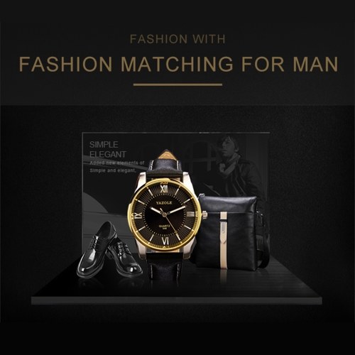 

YAZOLE 348 Men Watch Top Brand Waterproof PU Leather Roman Scale Luxury Wristwatch