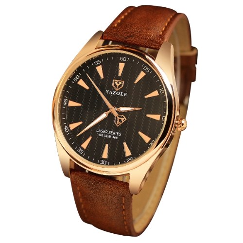 

YAZOLE 369 Кожаные часы Мода Top Brand Круглый циферблат Люминесцентные иглы Классические часы