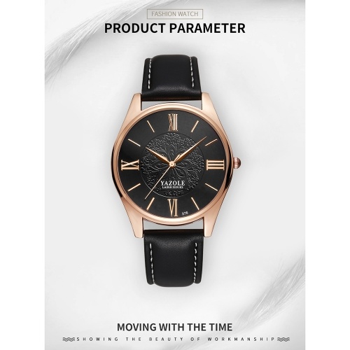 

YAZOLE 376 Quartz Wrist Watch PU Leather Roman Scale Vintage Classic Man Watch