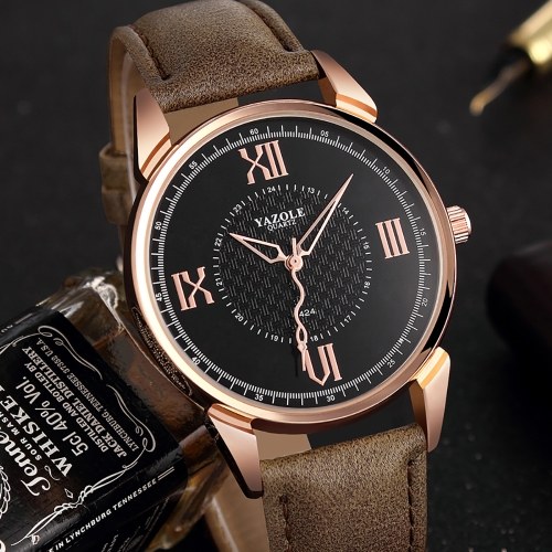 

YAZOLE 424 Leather Watch Quartz Watch Daily Waterproof Simple Business Wrist Watch