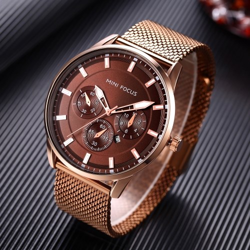 

MINI FOCUS MF0178G Men Watch Quartz Stainless Steel Strap Simple Wristwatch Time Display Fashion Casual 3ATM Waterproof Luminous Hands Male Watches